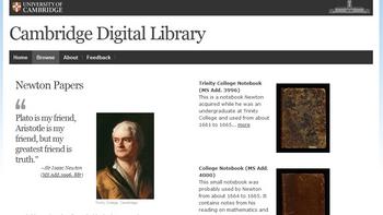 A screenshot of Cambridge University Library's new digital archive of Newton.