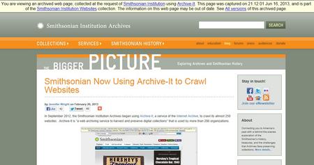 Yes, we archive this blog, too. A screenshot of the post referenced above, crawled June 16, 2013.