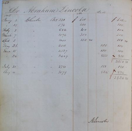 Abraham Lincoln's pay and mileage account for the First Session of the 30th Congress, National Archi