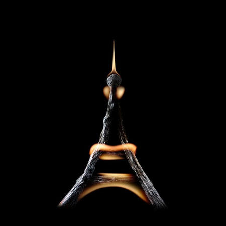 Eiffel towel made of fire and matches by photographer, Stanislav Aristov.