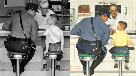 The Runaway, 1958, is an example of Rockwell's photorealism. (Norman Rockwell Ar