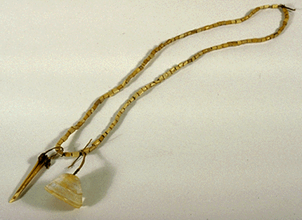 Necklace made of bird-bone and shell