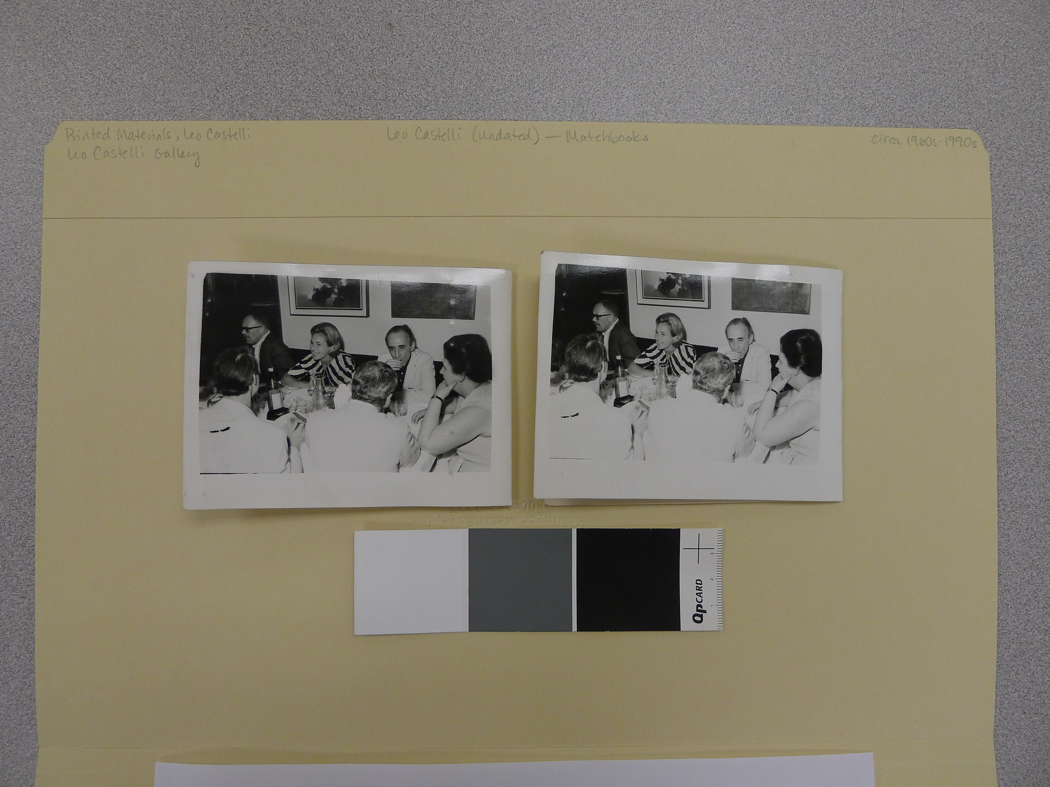 c.1965-7 silver gelatin prints on Agfa paper used as matchbook covers (fronts). Note difference in e