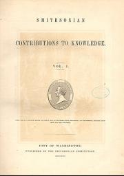 Title page to Volume 1 of Smithsonian Contributions, printed text on tan background, picture of Smit