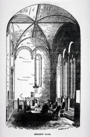 Black and white woodcut of the domed Regents' Room at the Smithsonian Building 