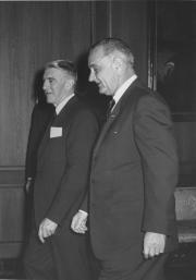 Frank Taylor and President Lyndon Baines Johnson at the opening of the Museum of History and Technol