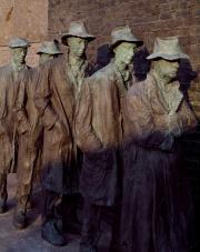 Sculpture by George Segal depicting a Great Depression breadline.