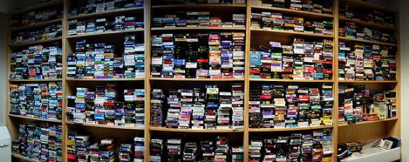 Wall of VHS tapes in the TV lounge, South Pole Station, Antarctica. Image via Flickr, courtesy of Au