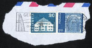 Stamp depicting the Library of Fundazium de Planta in Samedan, Switzerland