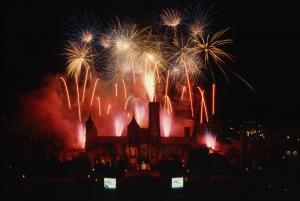 Fireworks over Castle, for the 150th Smithsonian Institution Birthday Celebration. August 10, 1996, 