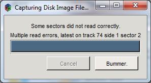 The disk has issues and the files cannot be retrieved. Courtesy of Smithsonian Institution Archives.