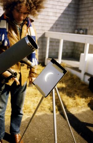 A safe way to view the partial phases with a small telescope in Nantucket, 1970. 