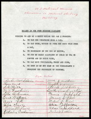 Food Commission Pledges, Charwomen in Natural History Building, July 1917, Record Unit 45 - Office o