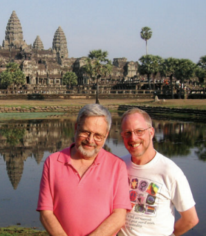 Dr. Leonard Hirsch (right) with his husband, the late Dr. Kristian Fauchald, in Cambodia in 2005. 