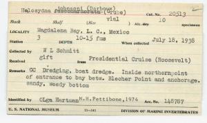 Specimen card from the Presidential Cruise of 1938.