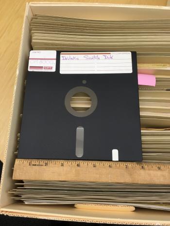 An 8 inch floppy disk. 