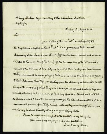 Letter from John Quincy Adams 