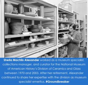 Alexander works in a storage area for ceramics. 