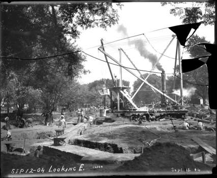 Construction of the foundation for the new United States National Museum.