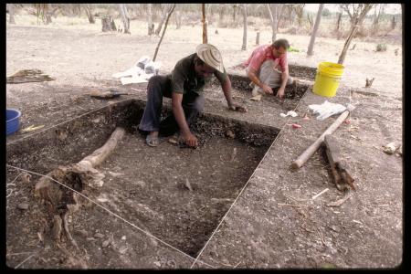 Archeological Dig in Dried Up River Bed