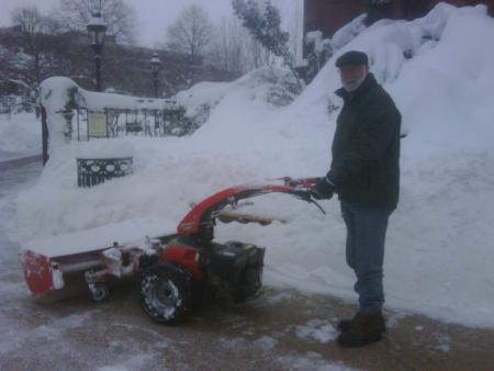 Secretary G. Wayne Clough Operating Snow Blower during 2010 Snowmaggedon.