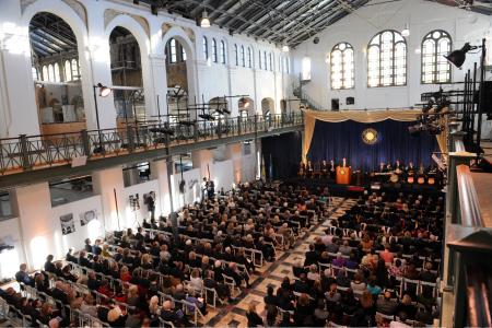Staff and invited guests filled the historic Arts and Industries Building for the installation of Dr