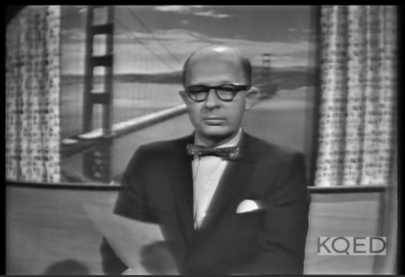 KQED Station Manager James Day introducing the controversial subject of homosexuality. (Still from '
