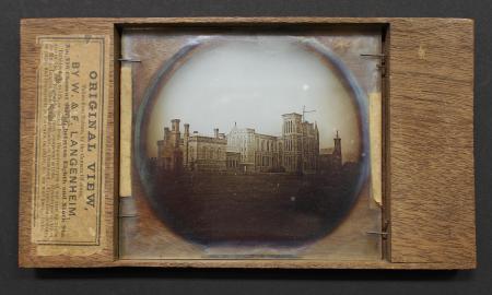 Lantern slide photograph of Smithsonian Castle