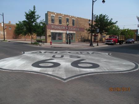 Route 66 runs through Winslow, Arizona. This corner is a tribute to the Eagles song, 