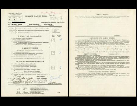 Performance appraisal form, 1935. Accession 05-123: Smithsonian Institution, Personnel Records, 1892