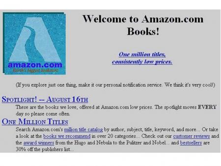 Amazon homepage, 1995.