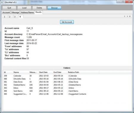 Screenshot of the Smithsonian Institution Archives' DArcMail email processing software. The database