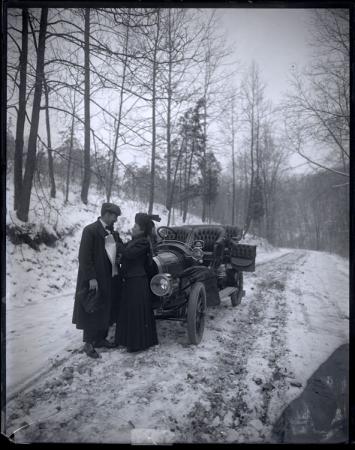 Unidentified Man and Woman with Automobile