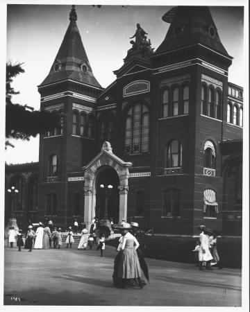 Visitors head into the Arts and Industries Building, 