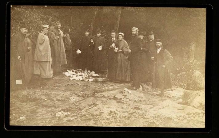 Ornithologist Florence Merriam Bailey and unidentified individuals at Lake Placid, date unknown. Ima