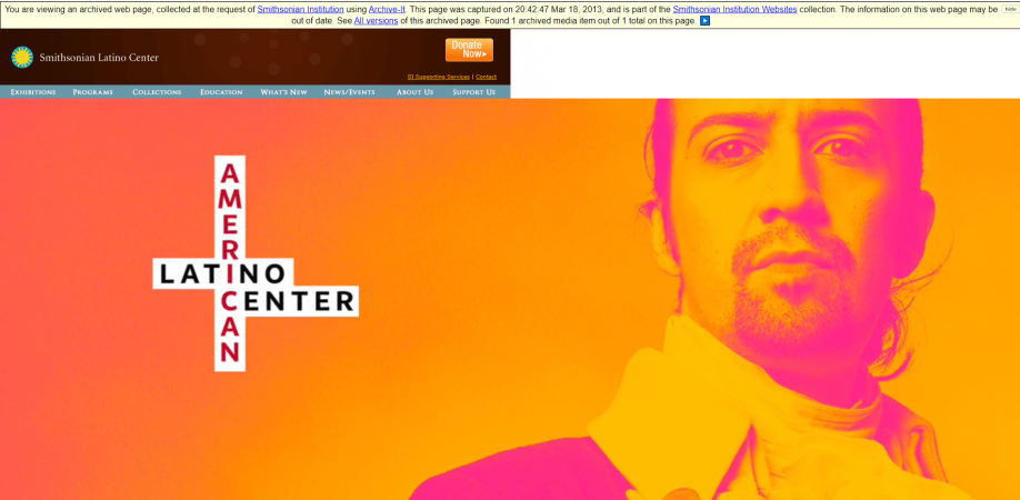 Smithsonian Latino Center website with an animation of Lin-Manuel Mirada depicted as Alexander Hamil