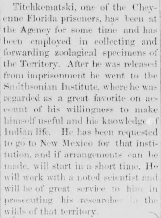 Newspaper clipping about Tichkematse, but his name is spelled "Titchkematski." He is referred to as 